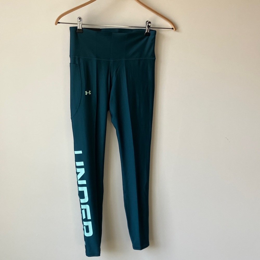 Under Armour HeatGear High Rise, Dark Teal, Full Length Leggings Size M NWT